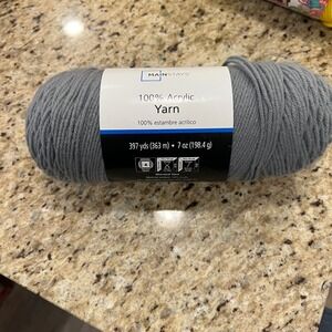 Mainstays Grey 100% Acrylic Yarn‎ 7oz 397yds Medium 4 Worsted MS7OZACRYLICGREYV